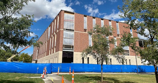 Cutline: A second building is under construction at the Douglas A. Kristensen Rural Health Education Complex on the UNK campus.